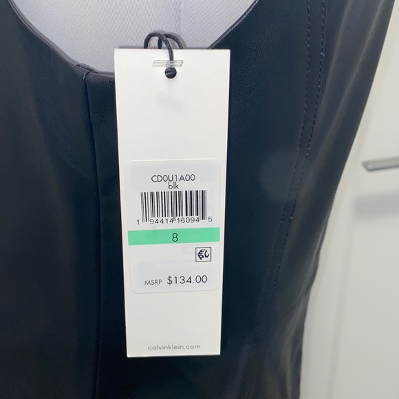 👗 NWT! Calvin Klein Faux Leather Sheath Dress - Picture 6 of 8